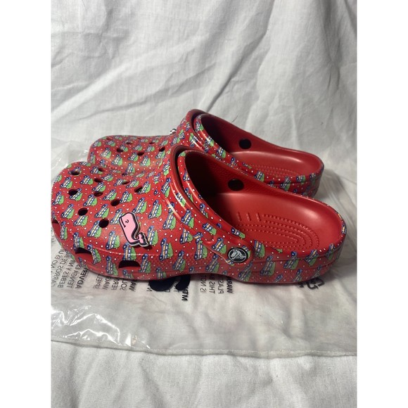 NWT Crocs Classic Clog Slip On Vineyard Vines 2022 Holiday Collab Red m8 w10